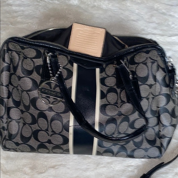 Coach Handbags - Coach Black and Gray Signature Handbag